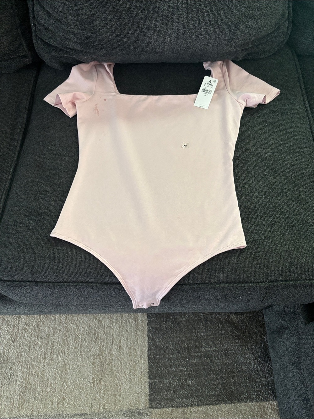 Express Short Sleeve Square Neck Bodysuit - Light Pink